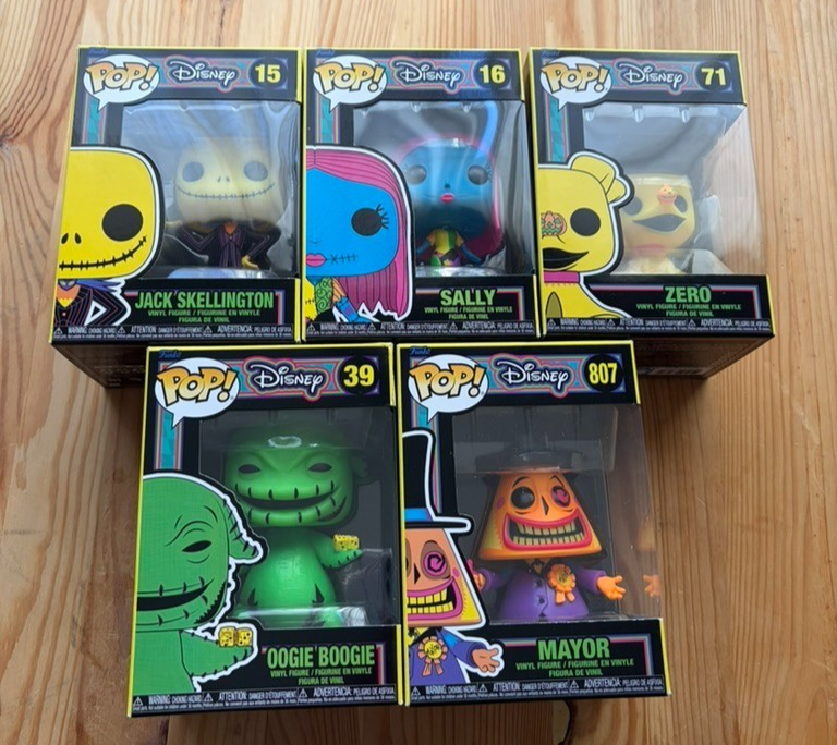 Nightmare Before Christmas Blacklight Funko Pops Lot of 5