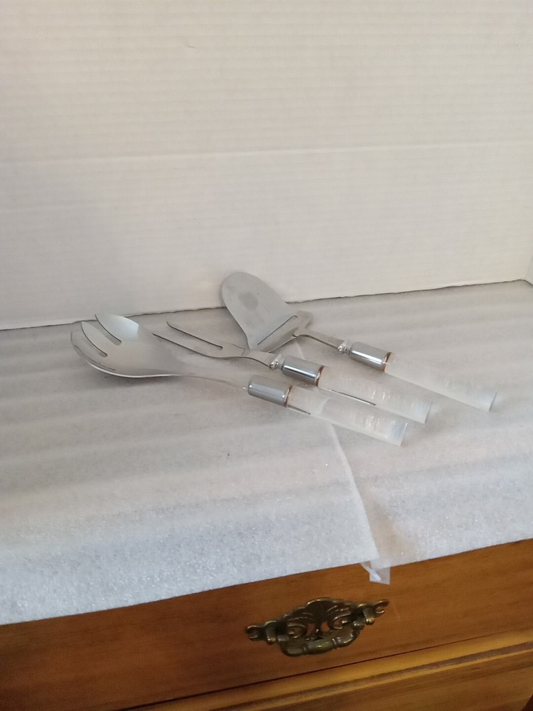 Set Of 3 Hamleton Forge  Stainless Steel Utensils With Clear Acrylic Handles