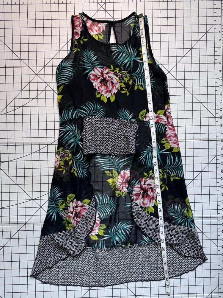 Art Class Child's Tunic Tank Top Tropical with built-in Black Cami Size 7/8