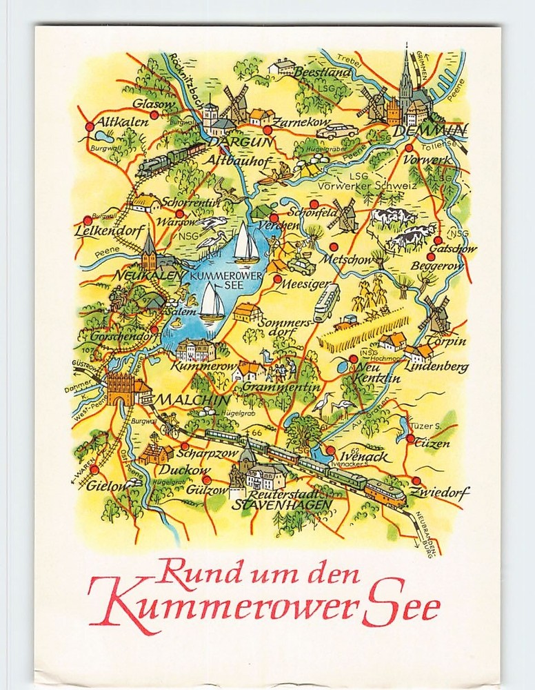 Postcard Rund um den Kummerower See Germany