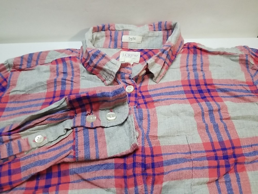 J. Crew Womens Long Sleeve Button Up Small Plaid Boy Fit Shirt