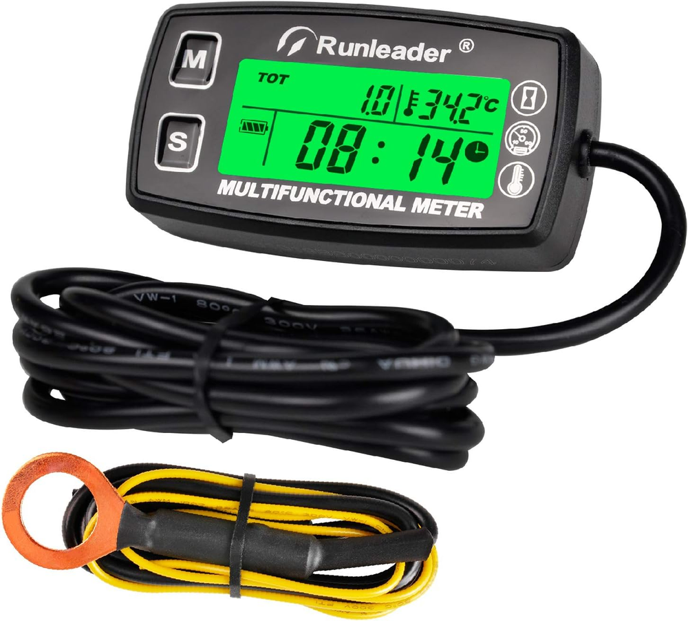Digital Tach Hour Meter,Engine Temperature Gauge,Alert RPM & Temp,Backlights Dis