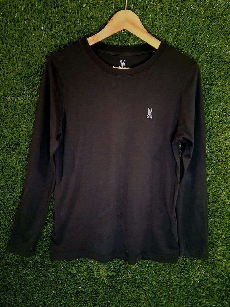 Psycho Bunny Men's Black Long Sleeve T-Shirt Size 2 XXS 100% Pima Cotton Peru