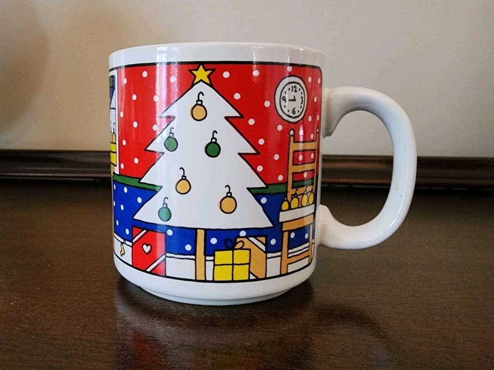 Vintage Christmas Coffee Cup Mug Made In Korea