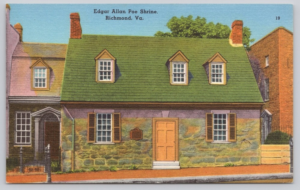 Vintage Linen Postcard Edgar Allan Poe Shrine Richmond VA 1930s