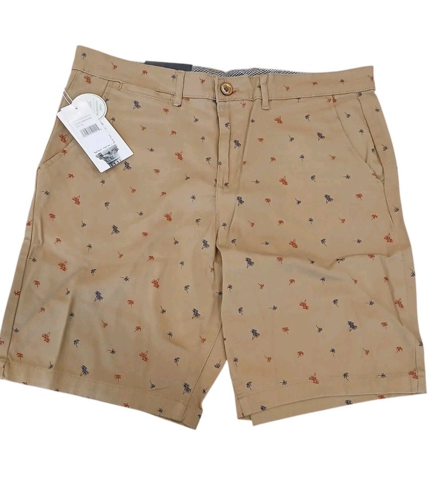 Jachs New York Bleeker Shorts Men's Size 33 Dark Khaki Palm Tree NWT 9