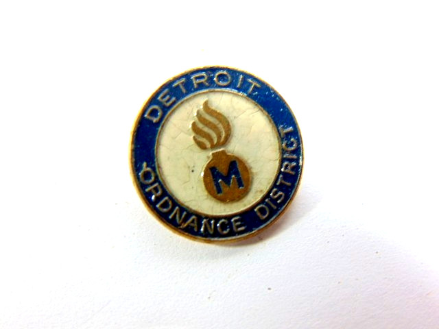 vintage enameled Detroit Ordnance District pin