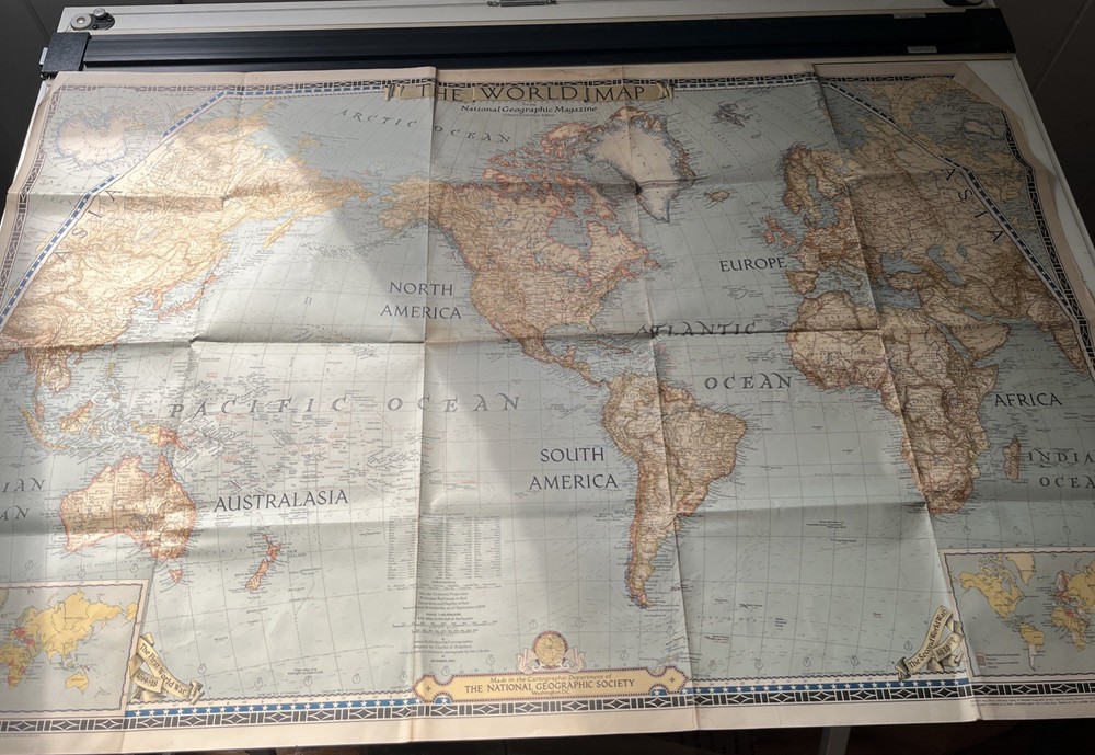 National Geographic Map 1943 The Map Of The World North America Europe Africa