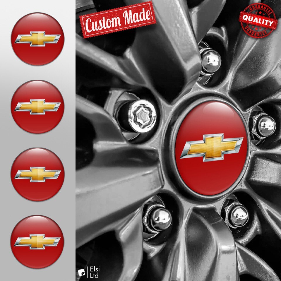 Chevrolet Decals | 4pcs Set Wheel Cap Stickers | Custom Made Rim Emblems