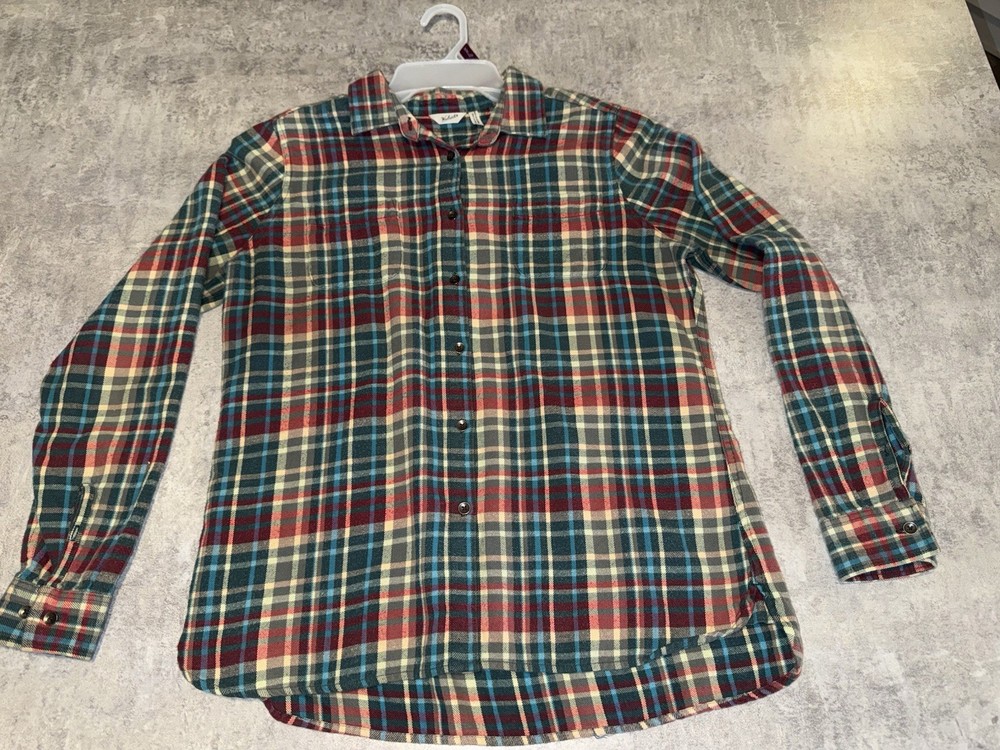 Vintage Woolrich Flannel Shirt Men's Large Striped Checkered Print Button Down..