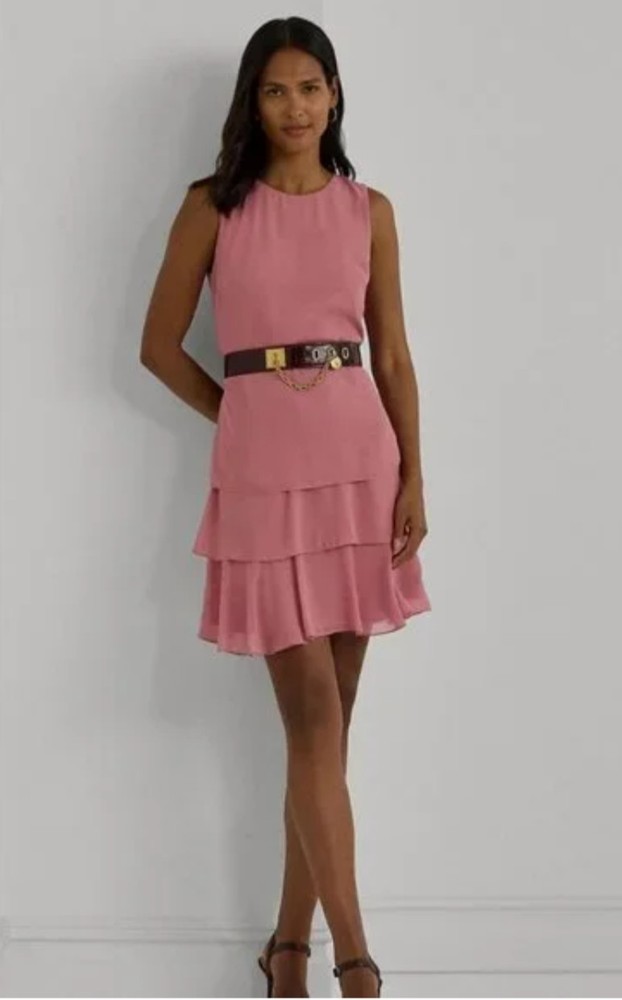 $135 NWT Lauren Ralph Lauren Women's Dress Sz 8 Women's Georgette Shift