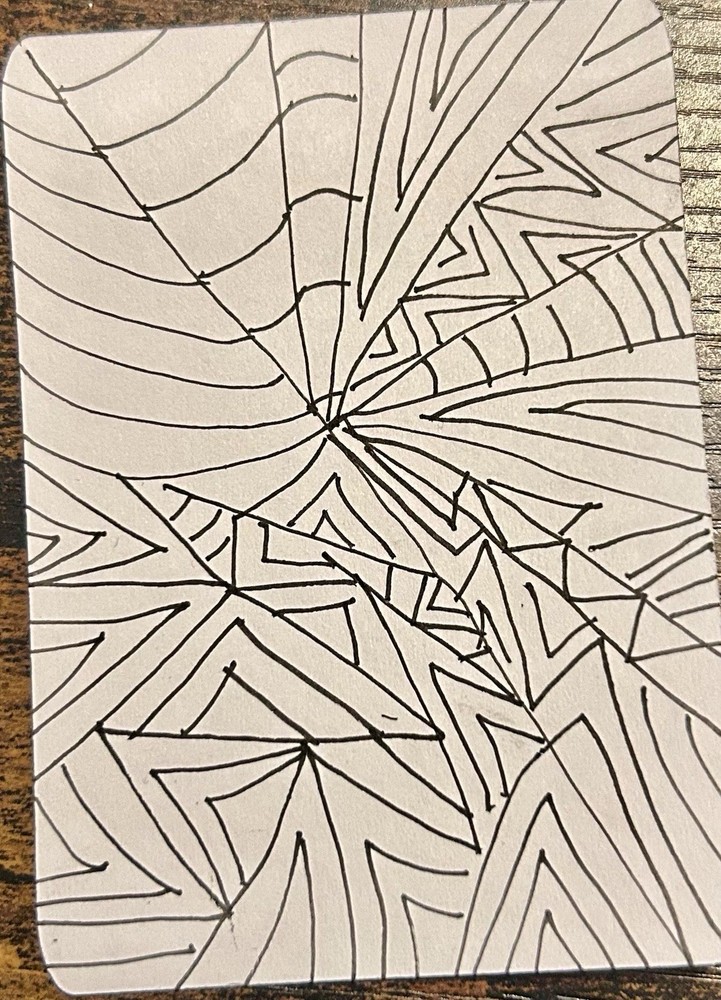 Original Handmade ACEO Abstract Miniature Line Drawing Art Ink on Paper