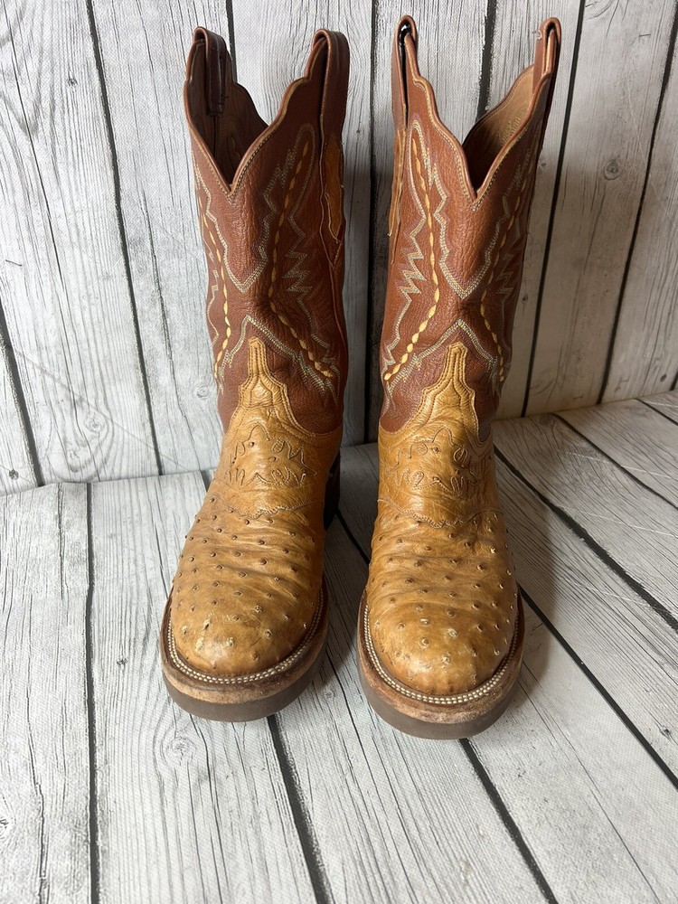 Lucchese 2000 Mens Size 7 C Ostrich Quill Shark Crepe Western Boots