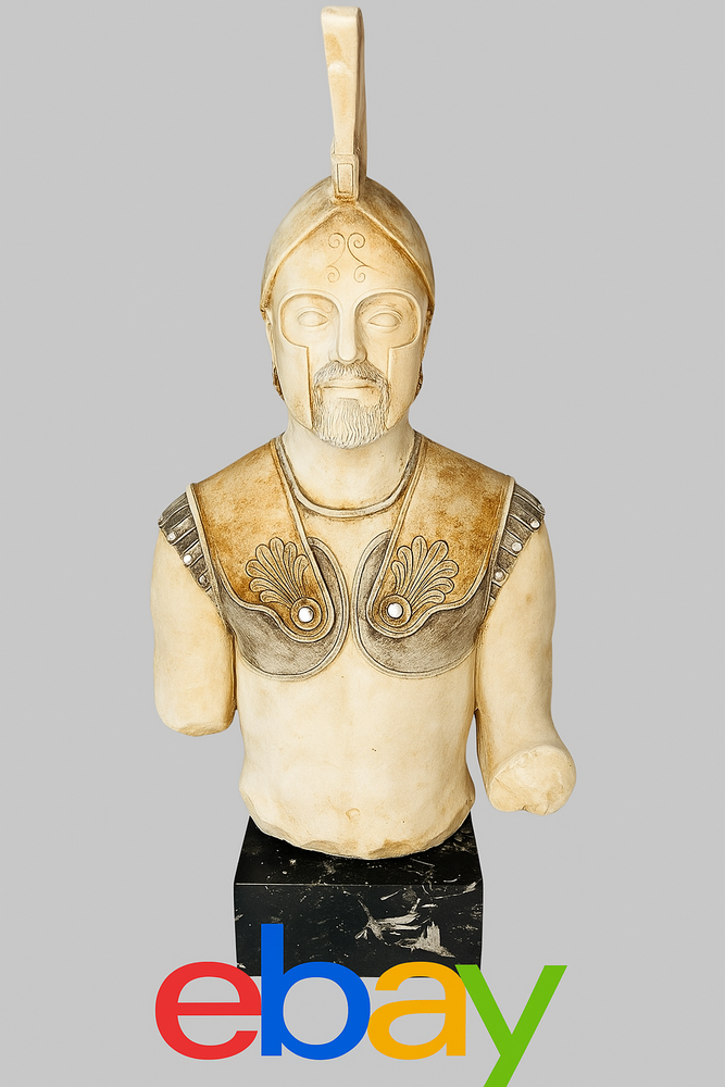 Achilles Bust Handmade Plaster Sculpture Trojan War Hero Greek Statue-image