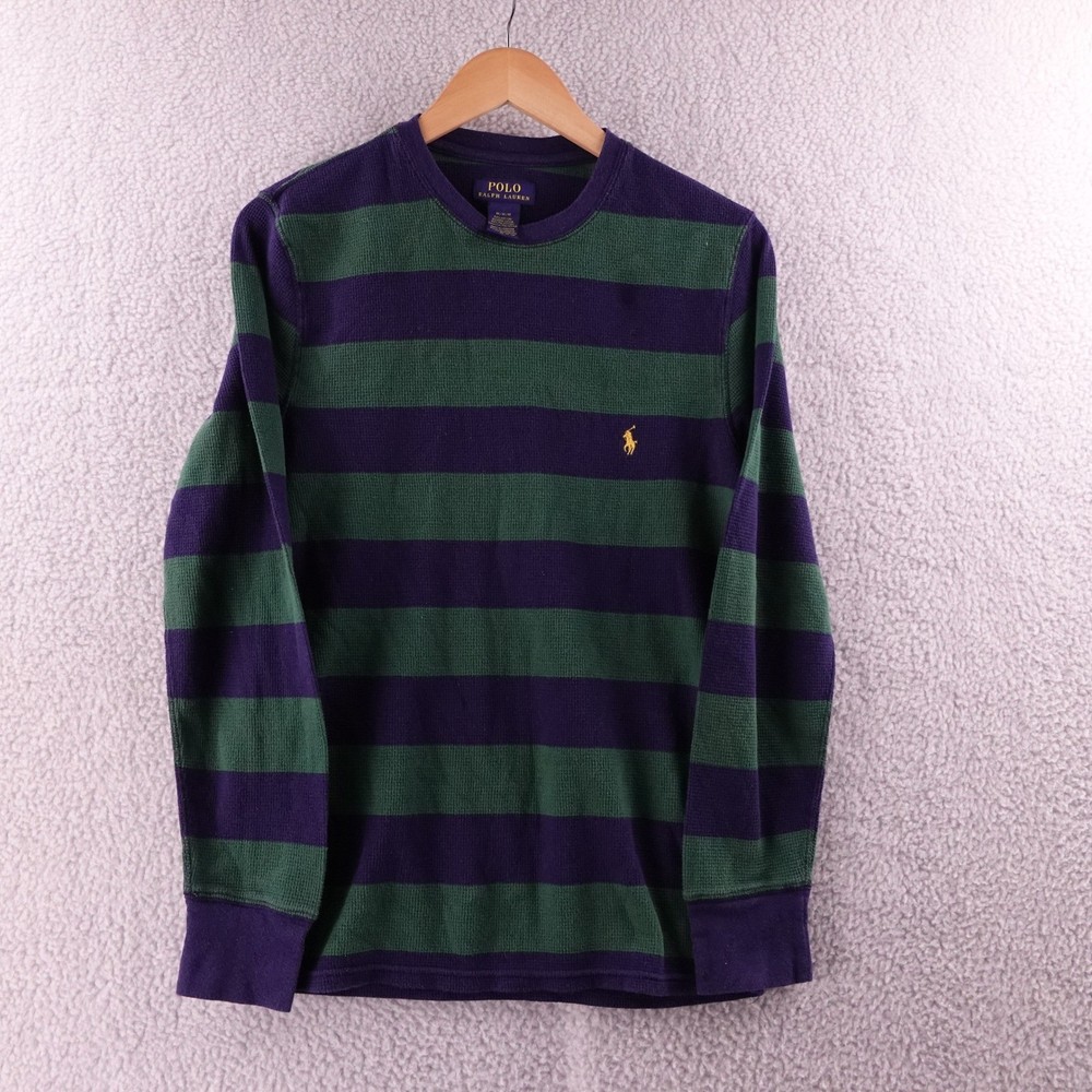 Polo Ralph Lauren Men's Striped Waffle Knit Long Sleeve Thermal Shirt M
