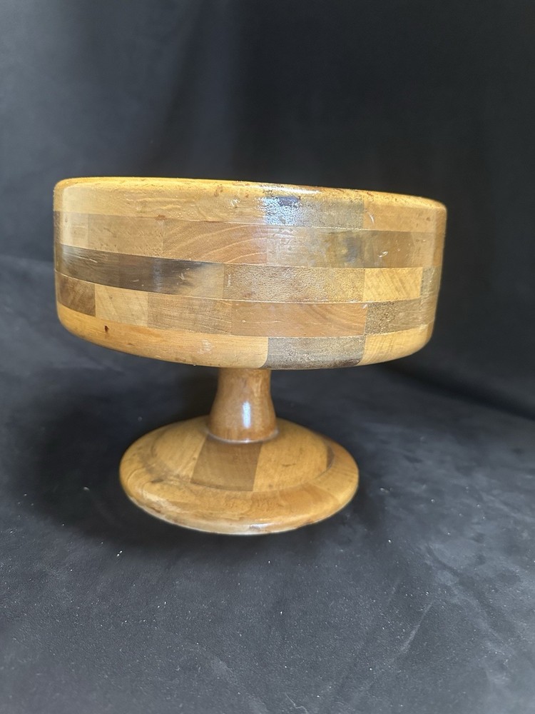 Handcrafted Wooden Pedestal Serving Bowl