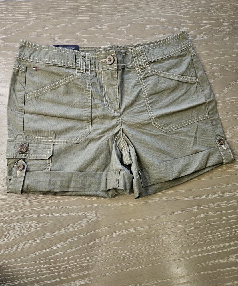 Tommy Hilfiger Shorts Womens 6 Green Cargo Utility Pockets Outdoor 100% Cotton