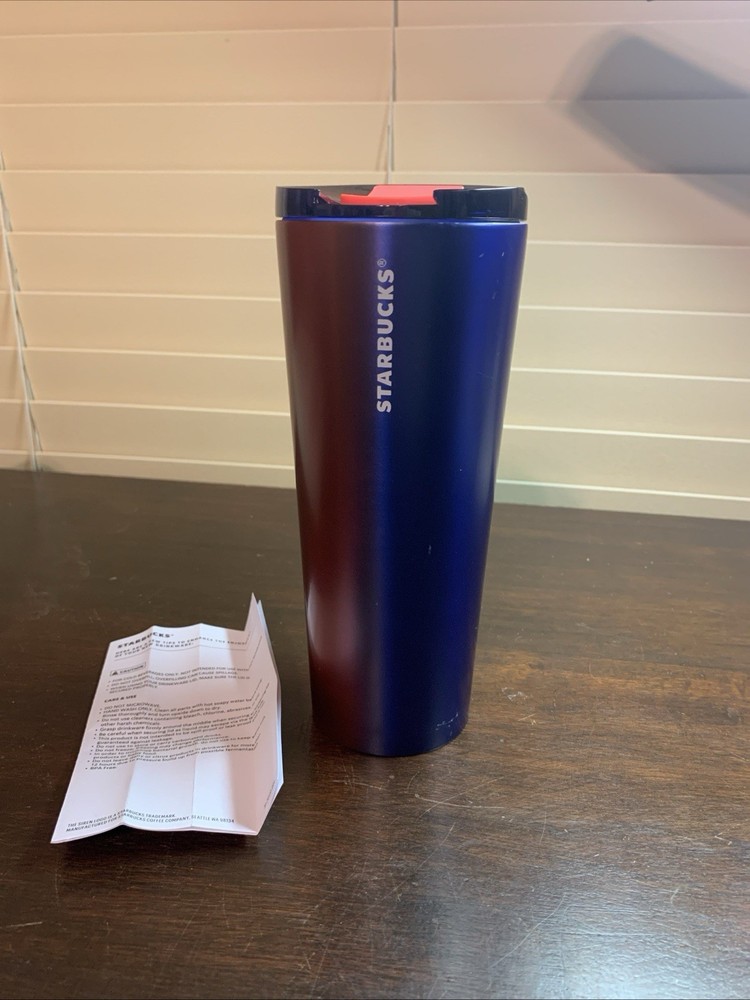Starbucks 2022 Stainless Steel Travel Tumbler Cold Brew 16oz Blue/Red with Lid