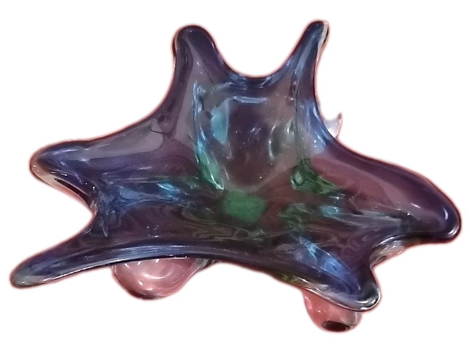 Vintage Murano Blue Glass Bowl 11