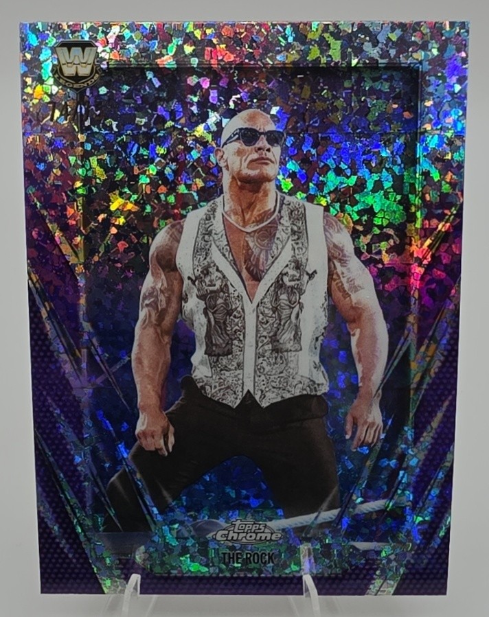 2026 Topps Chrome WWE The Rock Purple Mini Diamond Refractor /75