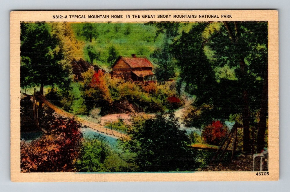 Great Smoky Mountains, NC-North Carolina, Rustic Mountain Home Vintage Postcard