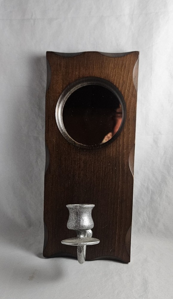 Vintage Wood Mirrored Candle Holder Sconce