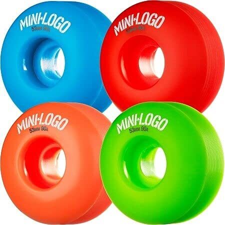 MINI-LOGO 53mm 101A C-Cut Skateboard Wheels Set of 4 Assorted Colors
