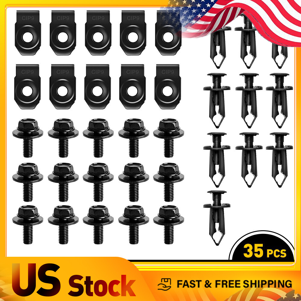 Body Bolts & U-nut Clips- M6 Under Engine Splash Cover Shield Guard For Nissan