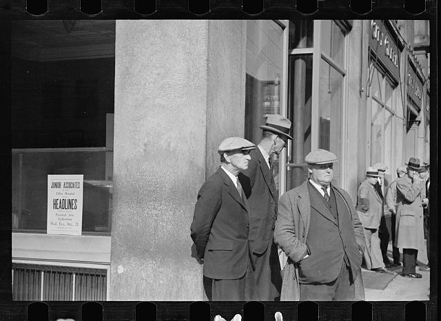 Photo:Manchester New Hampshire 1936 street corner men in suits and hats