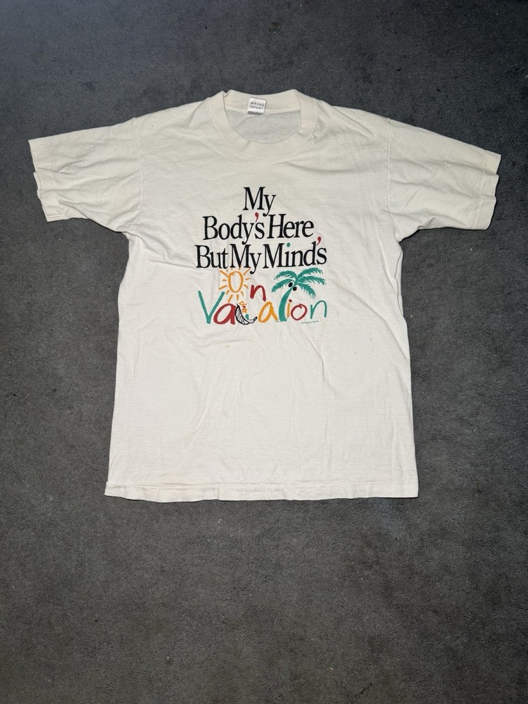 Vintage 90s Single Stitch Vacation Graphic T Shirt Mens Medium USA Made