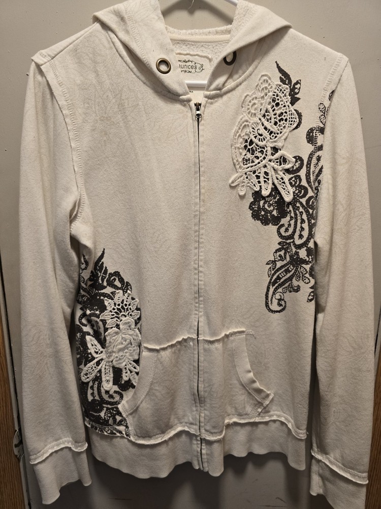Womens Sz L Maurices Full Zip Hoodie Sweatshirt Jacket GUC
