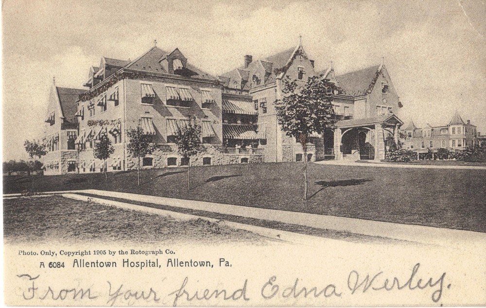 Allentown  PA  Allentown Hospital UDB  B/W  Tinseled Postcard UNPOSTED *