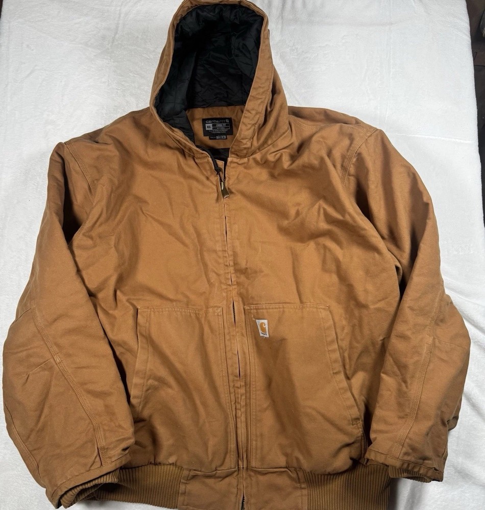 Carhartt J130-M Quilt Lined Active Jacket for Men in 4XL Loose Fit Brown Canvas Workwear