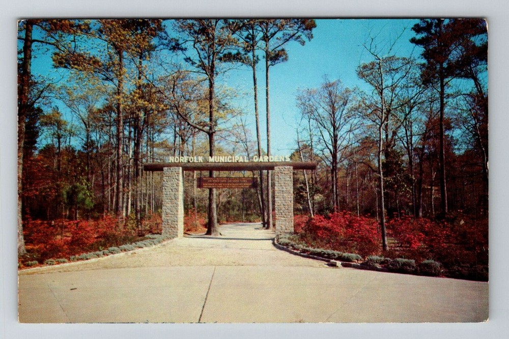 Norfolk VA-Virginia, Entrance To Azalea Gardens, Vintage Postcard
