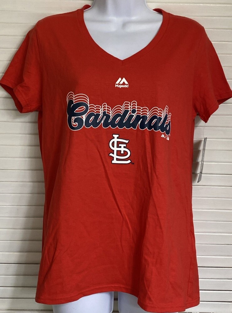 Women's MLB St. Louis Cardinals V-Neck S/S T-Shirt, Medium by Majestic