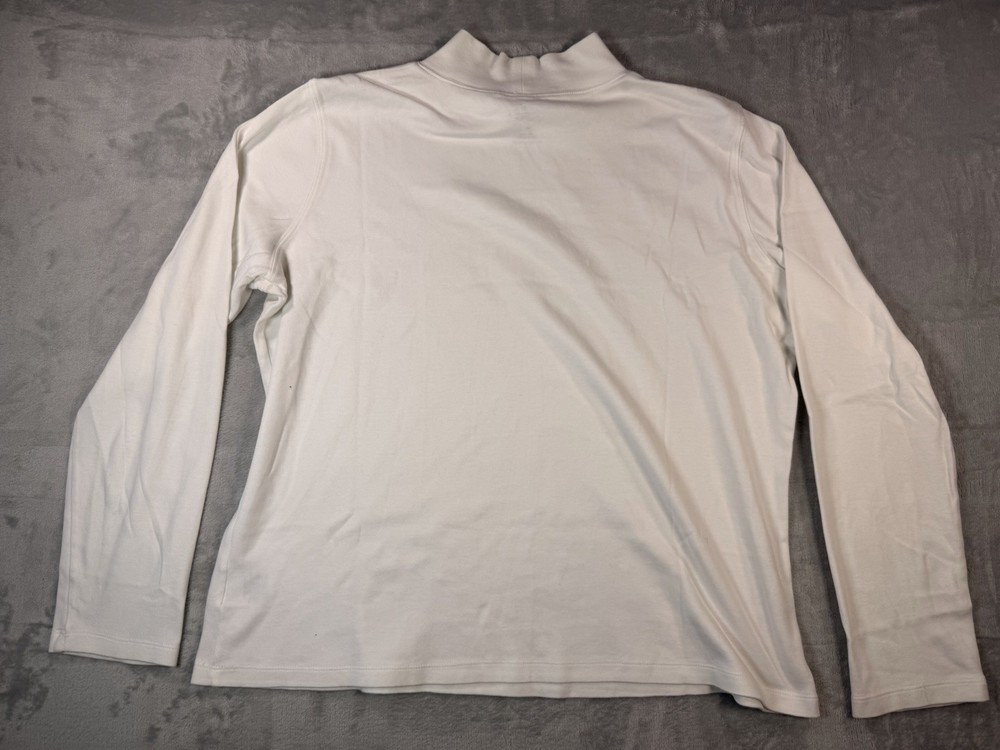 St John’s Bay White Mock Neck Long Sleeve Shirt XL 100% Cotton Casual Top