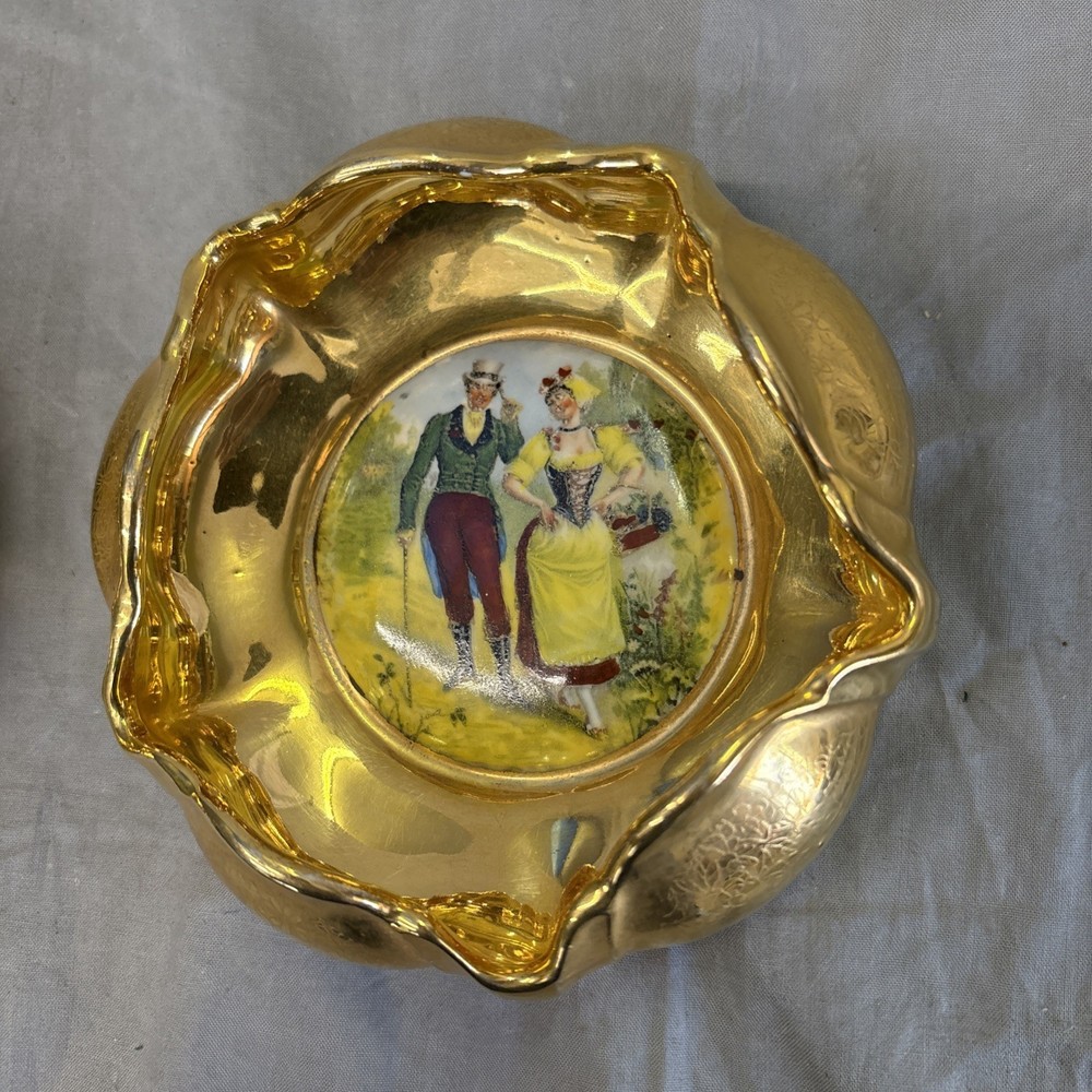 Gilded Osborne 22K Gold Hand Painted Victorian Dish  6