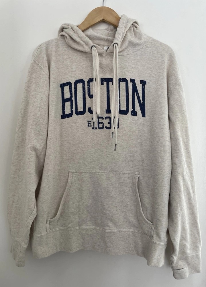 Independent Trading Company Women's Boston Graphic Cozy Pullover Hoodie Beige XL