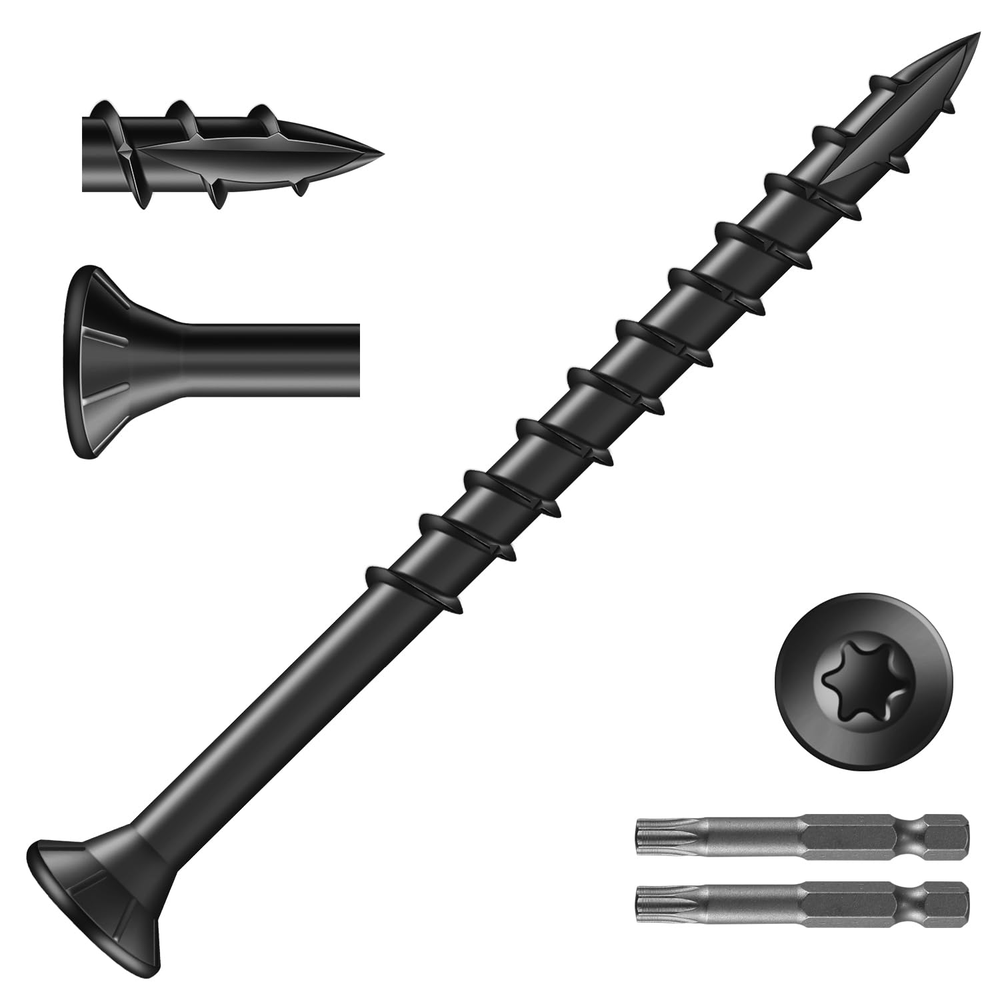 9x2-1/2 Inch Deck Screws 744Pcs 8LB Carbon Steel Black Exterior Wood Screws