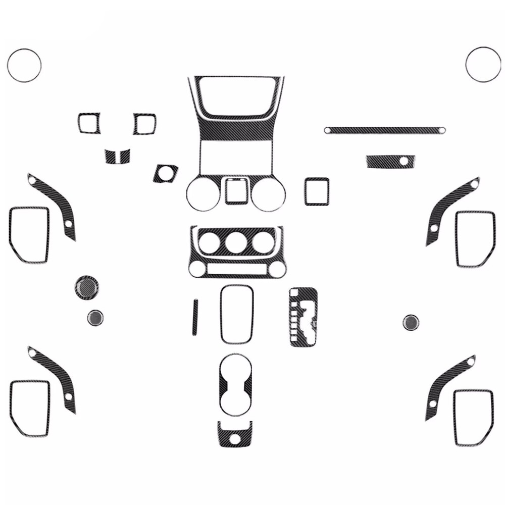 33Pcs Real Carbon Fiber Interior Full Kits Cover Trim For Jeep Wrangler JK 11-17