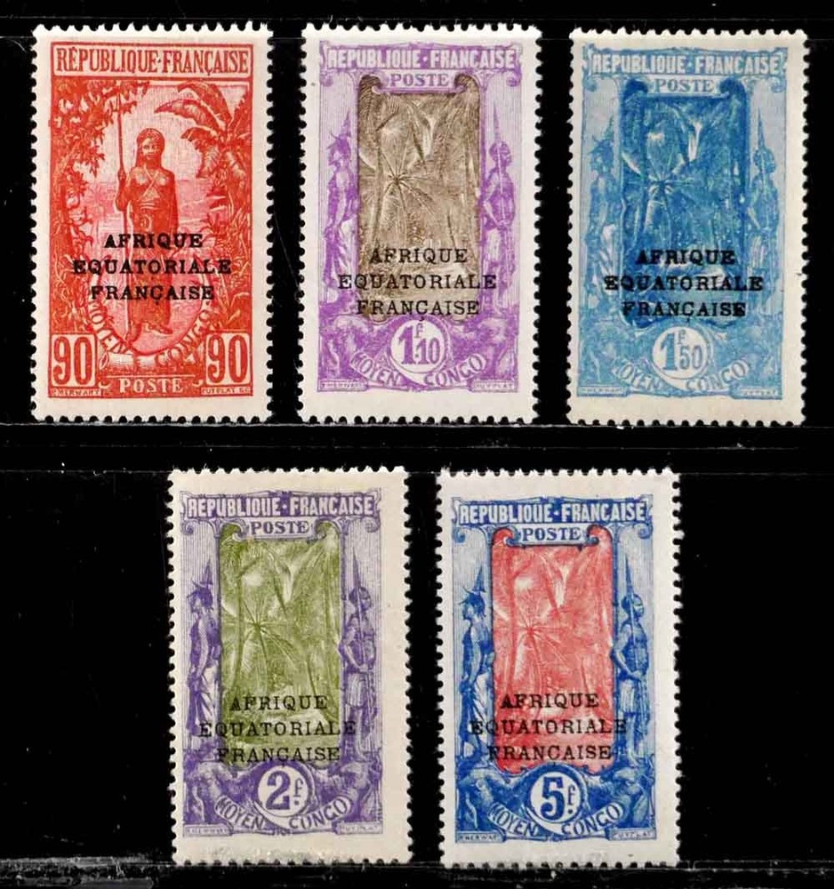 Middle Congo, France: 1924 - 30 Stamps Unused Better Scott #44,46-8,50 Sound