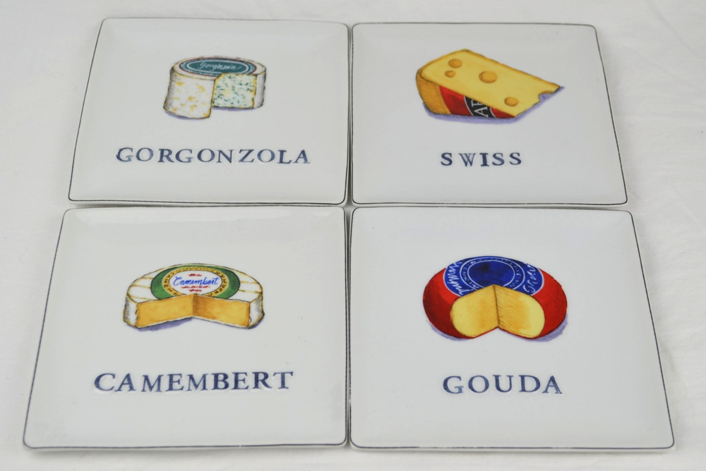 vintage 2006 boston warehouse set of four square cheese plates 6