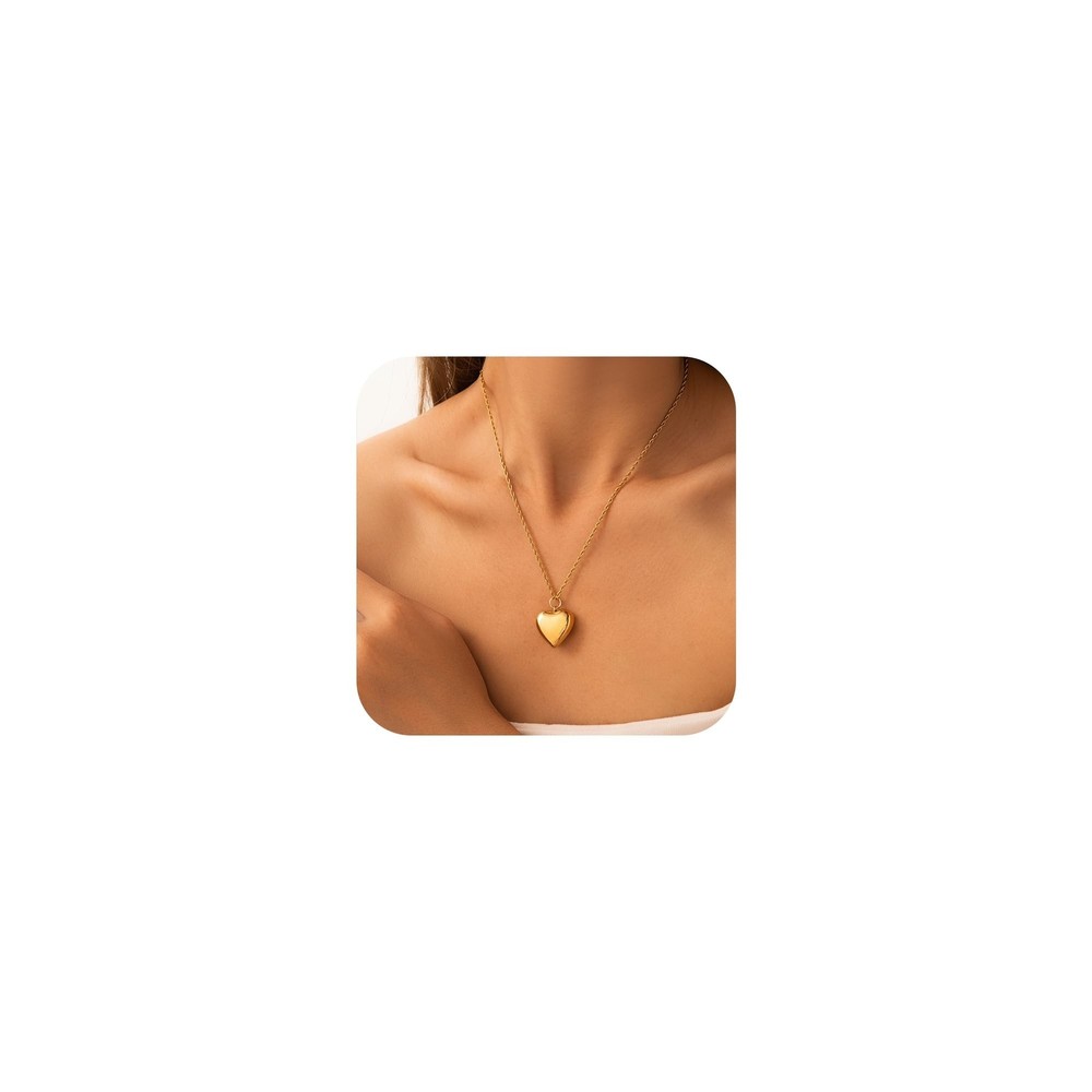 Puffy Heart Necklace for Women in 14K Gold with Heart Pendant