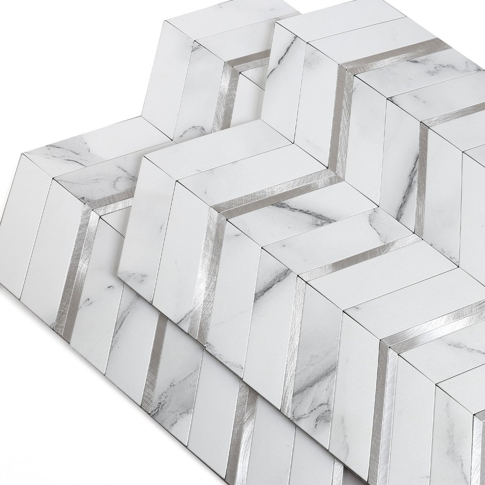 Stone Look Herringbone Peel and Stick Backsplash for Kitchen,Chevron Stick on...