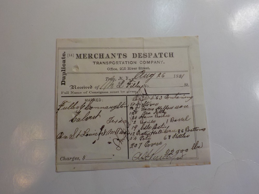Antique Document 1881 Calvert Texas Paper Shipping Company Troy New York VTG USA