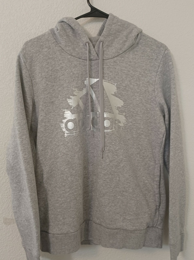 ADIDAS Women's Medium Gray Pullover/Sweater Cotton/Polyester, long-sleeve