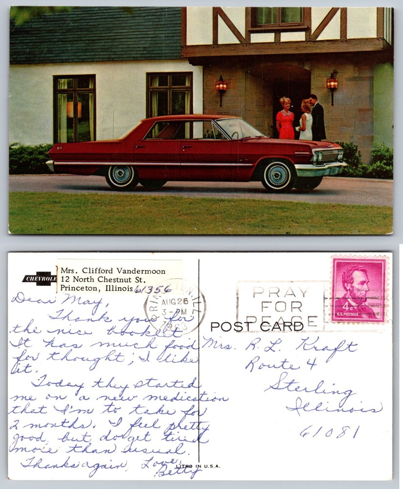 Princeton Illinois Red Car House Exterior Postcard