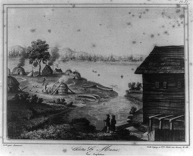 Photo:View of North America. Falls of St. Marie. Lake Superior 1842