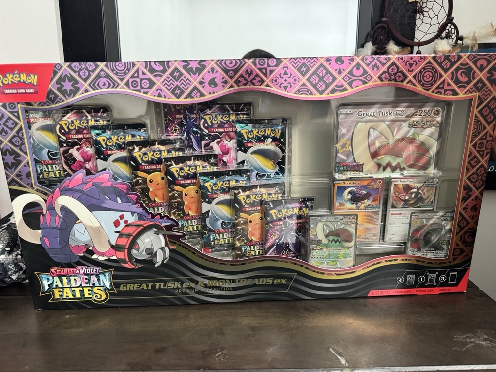Pokémon Paldea Fates Great Tusk EX Iron Treads EX Premium Collection Box