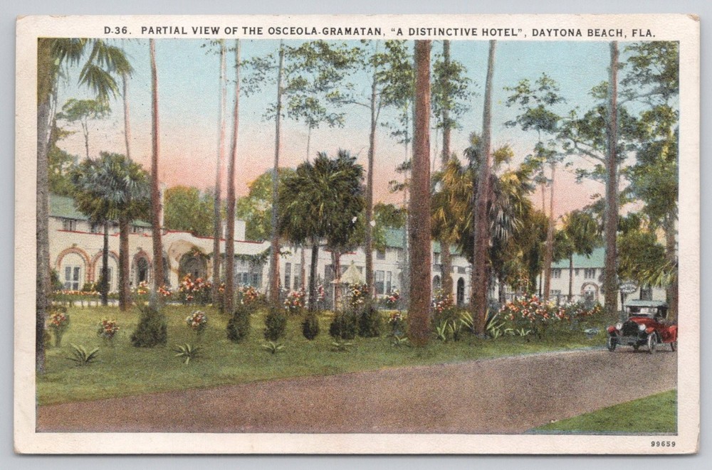 Osceola-Gramatan Hotel Daytona Beach FL Vintage Postcard Curt Teich 1920s-30s